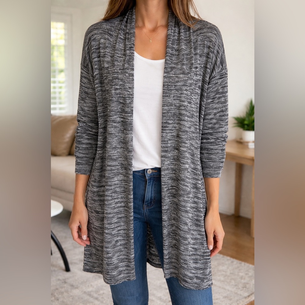 Banana Republic Marled Gray Open Front Duster Cardigan – Size S
